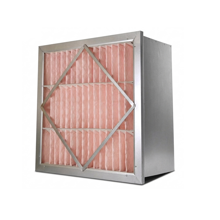 AccuraFil rigid-pack box air filter with deep-pleated media and metal frame